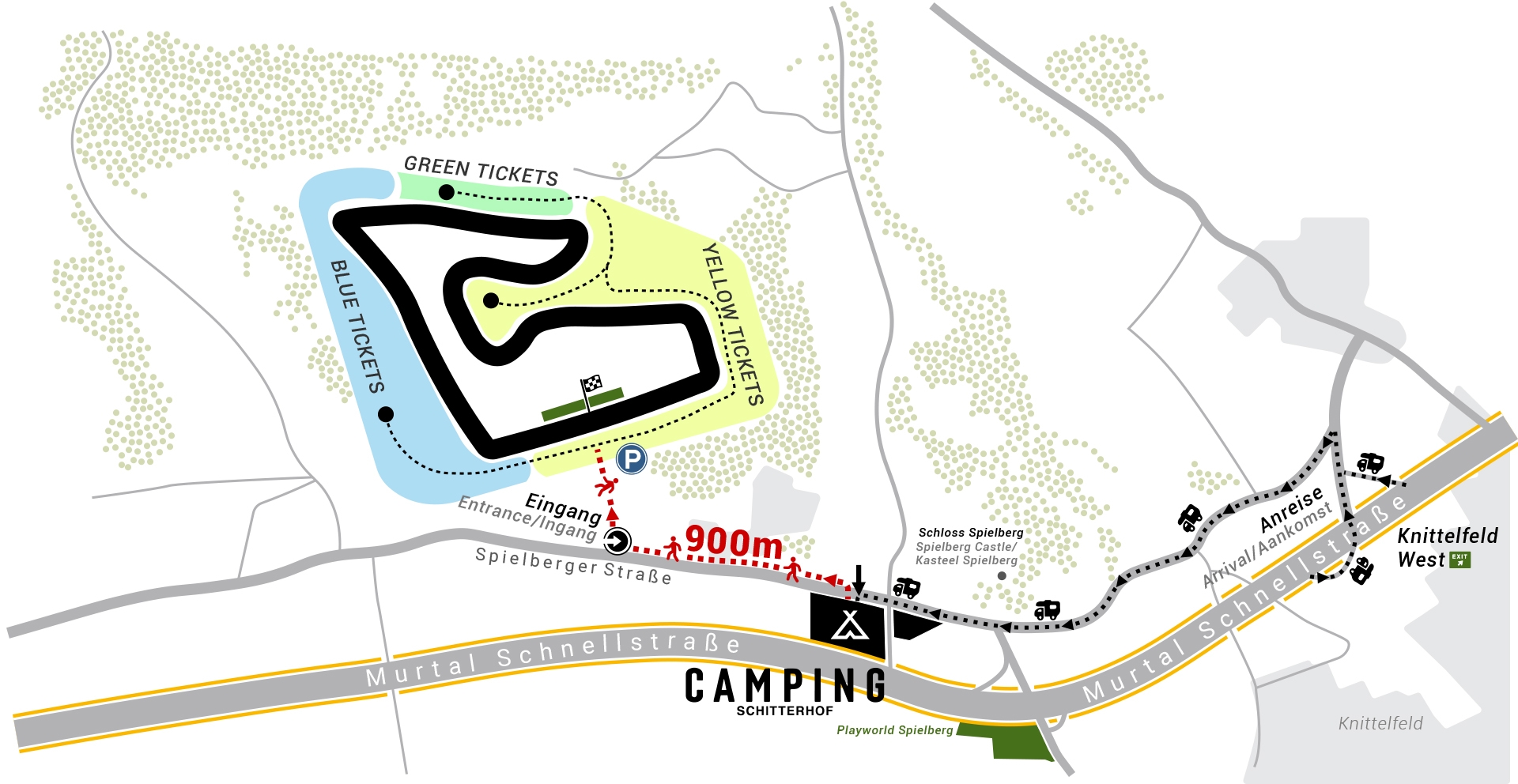 Camping aankomst voor F1 en MotoGP