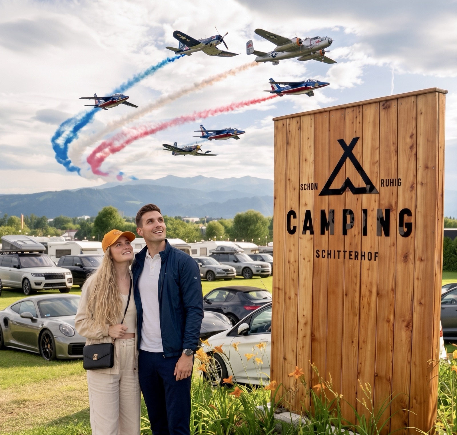 AirPower-Flugshow über dem Camping — Schitterhof CAMPING WEISS bei Spielberg